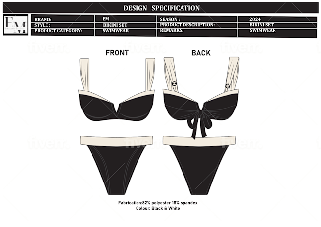 Design Swimwear Bikini Trunks Briefs Lingerie With Techpack By
